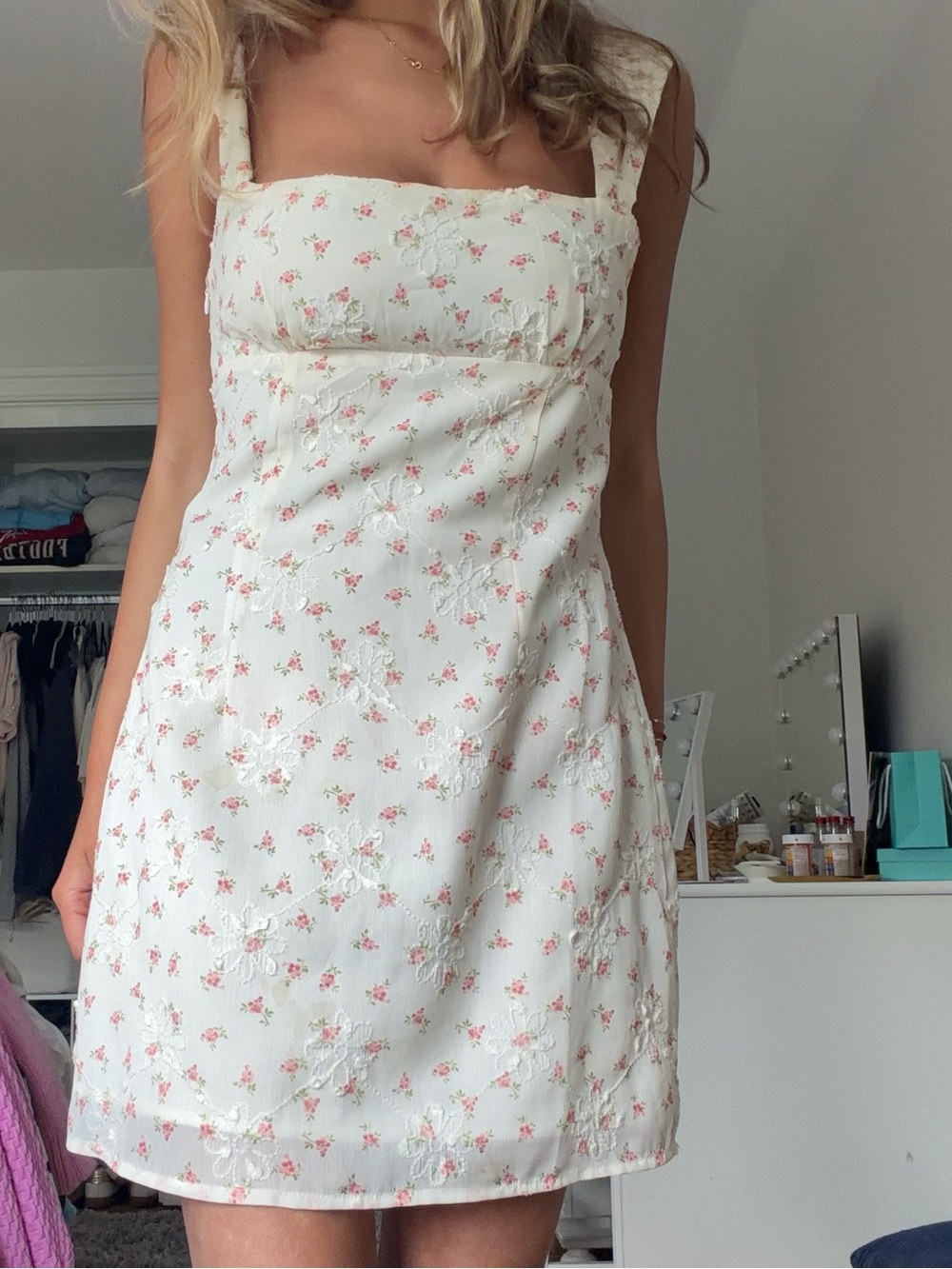 Princess Polly White Mini Dress with Pink Floral Print